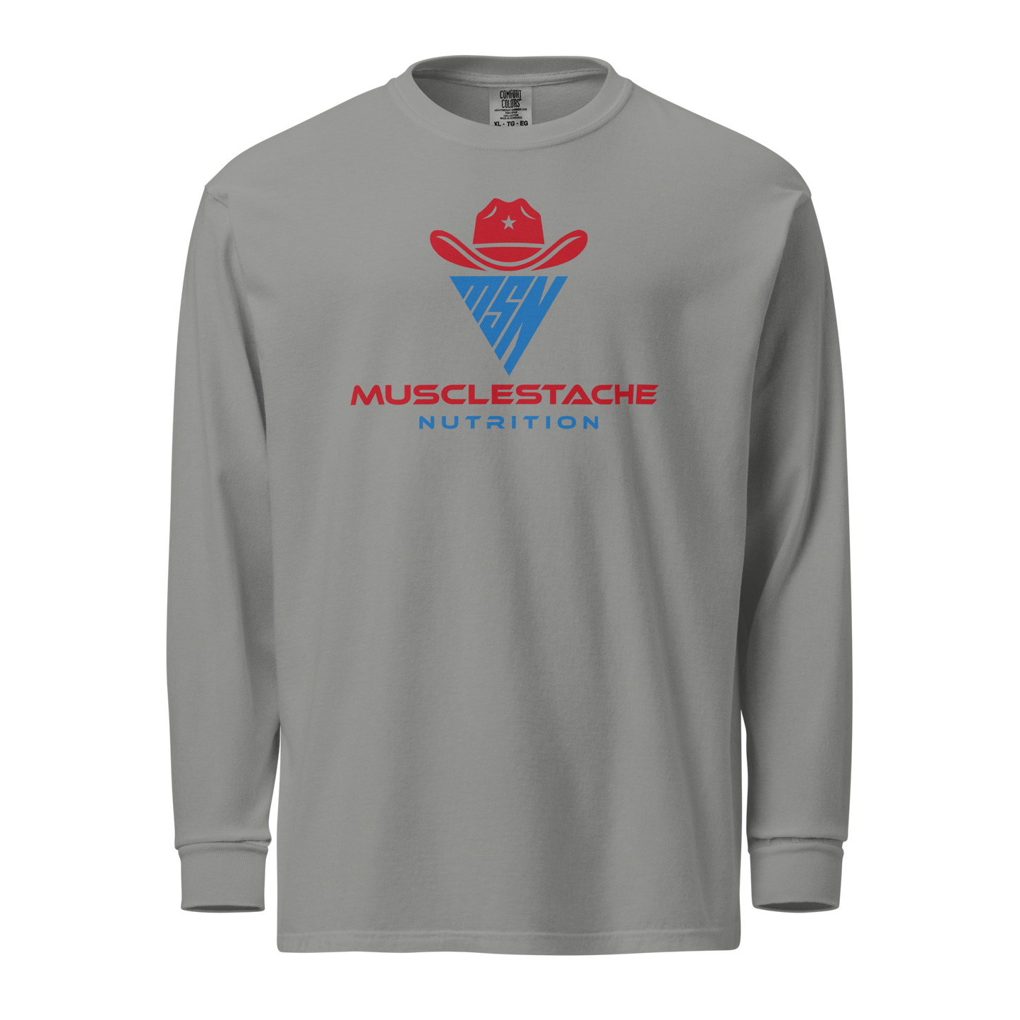Musclestache Nutrition Garment-Dyed Heavyweight Long Sleeve Shirt - Musclestache Nutrition
