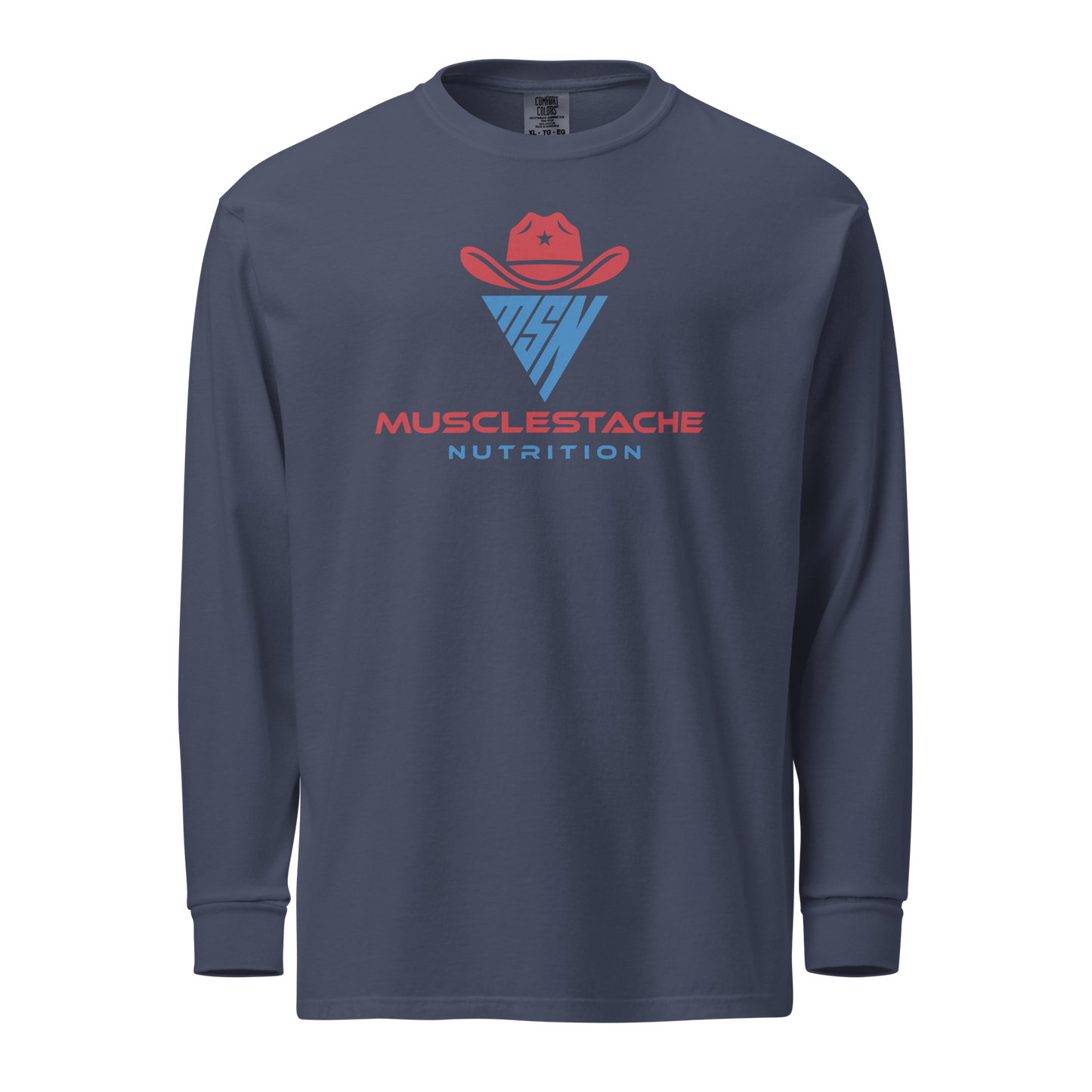 Musclestache Nutrition Garment-Dyed Heavyweight Long Sleeve Shirt - Musclestache Nutrition