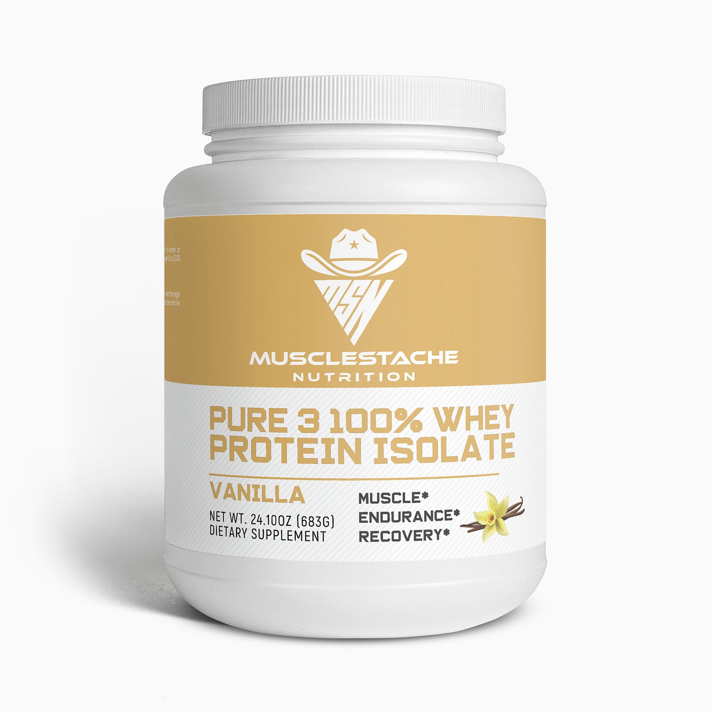 MSN Pure 3 Whey Protein Isolate Powder (Vanilla) - Musclestache Nutrition