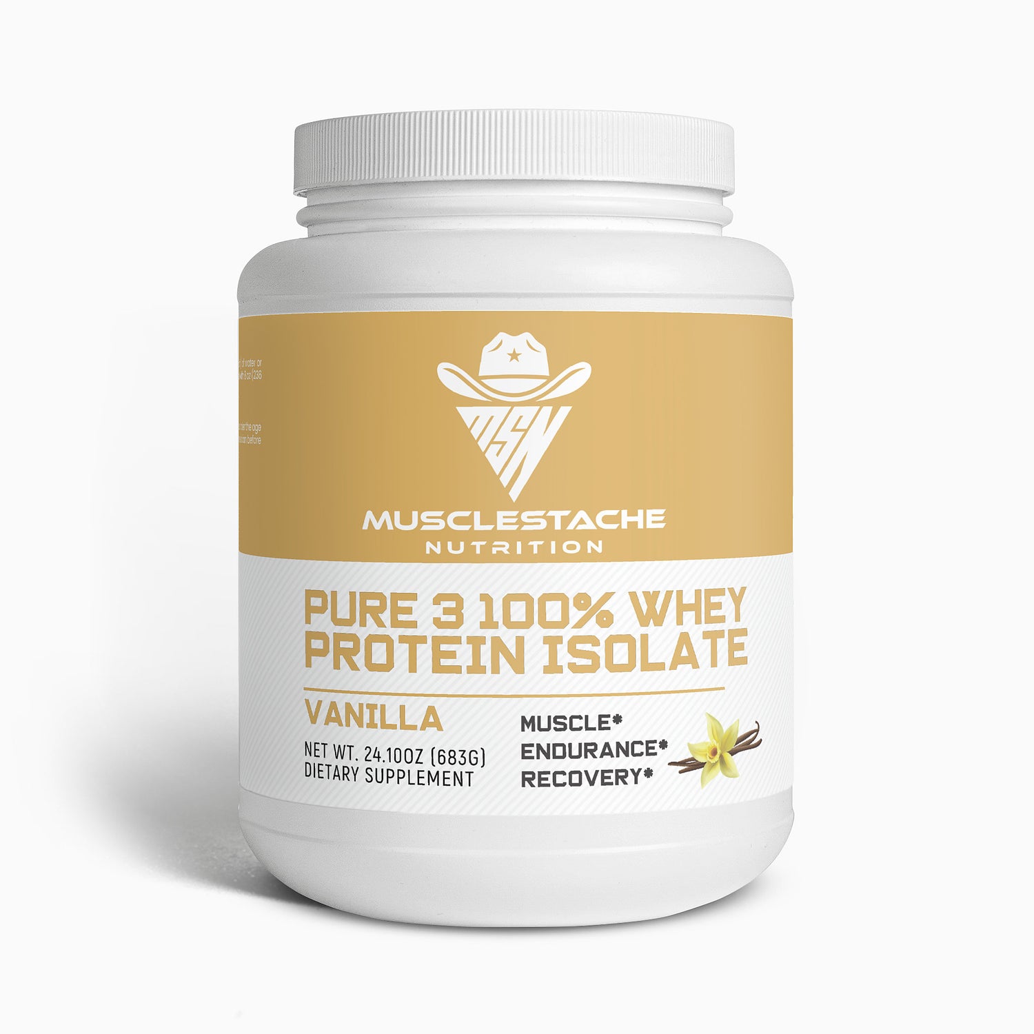 MSN Pure 3 Whey Protein Isolate Powder (Vanilla) - Musclestache Nutrition
