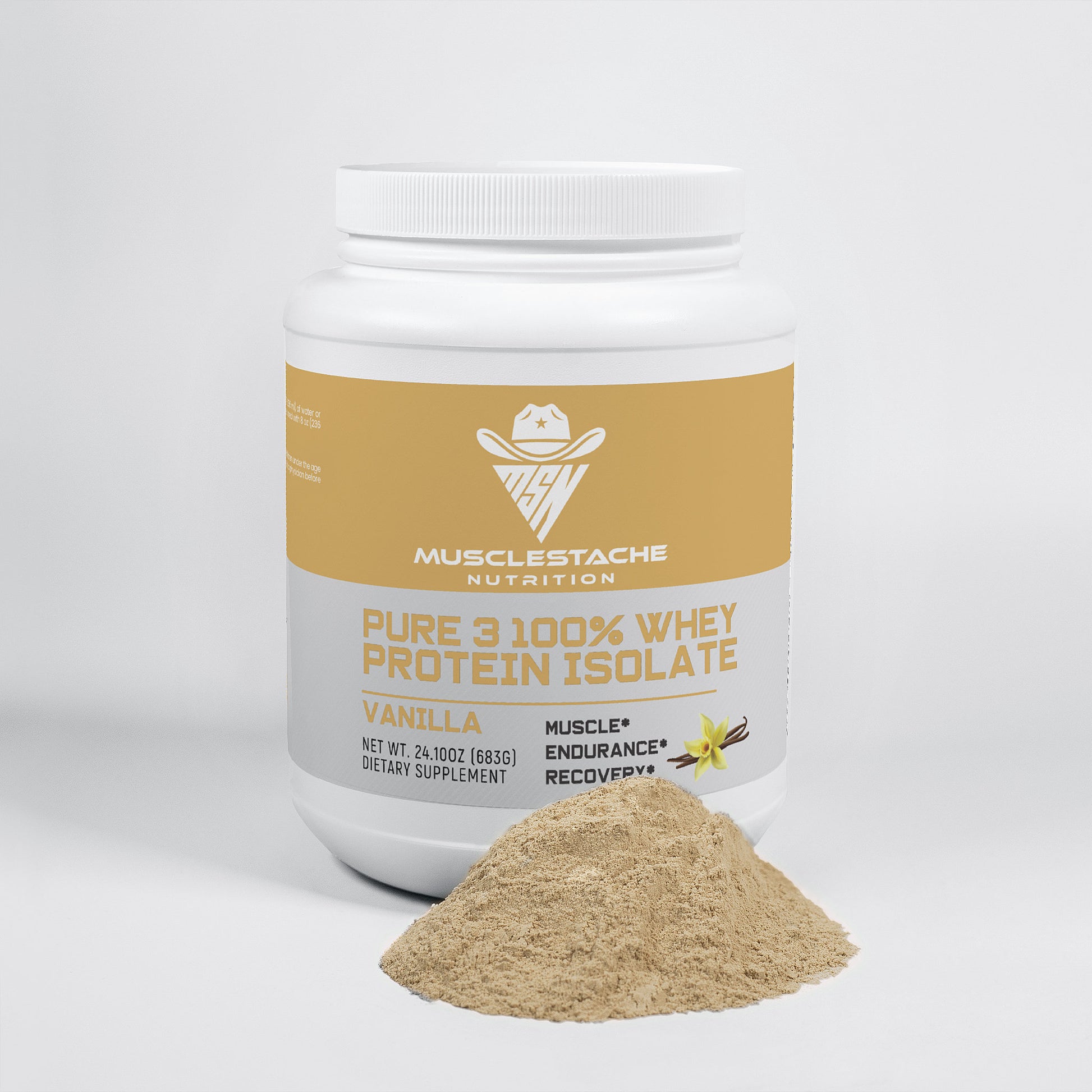 MSN Pure 3 Whey Protein Isolate Powder (Vanilla) - Musclestache Nutrition