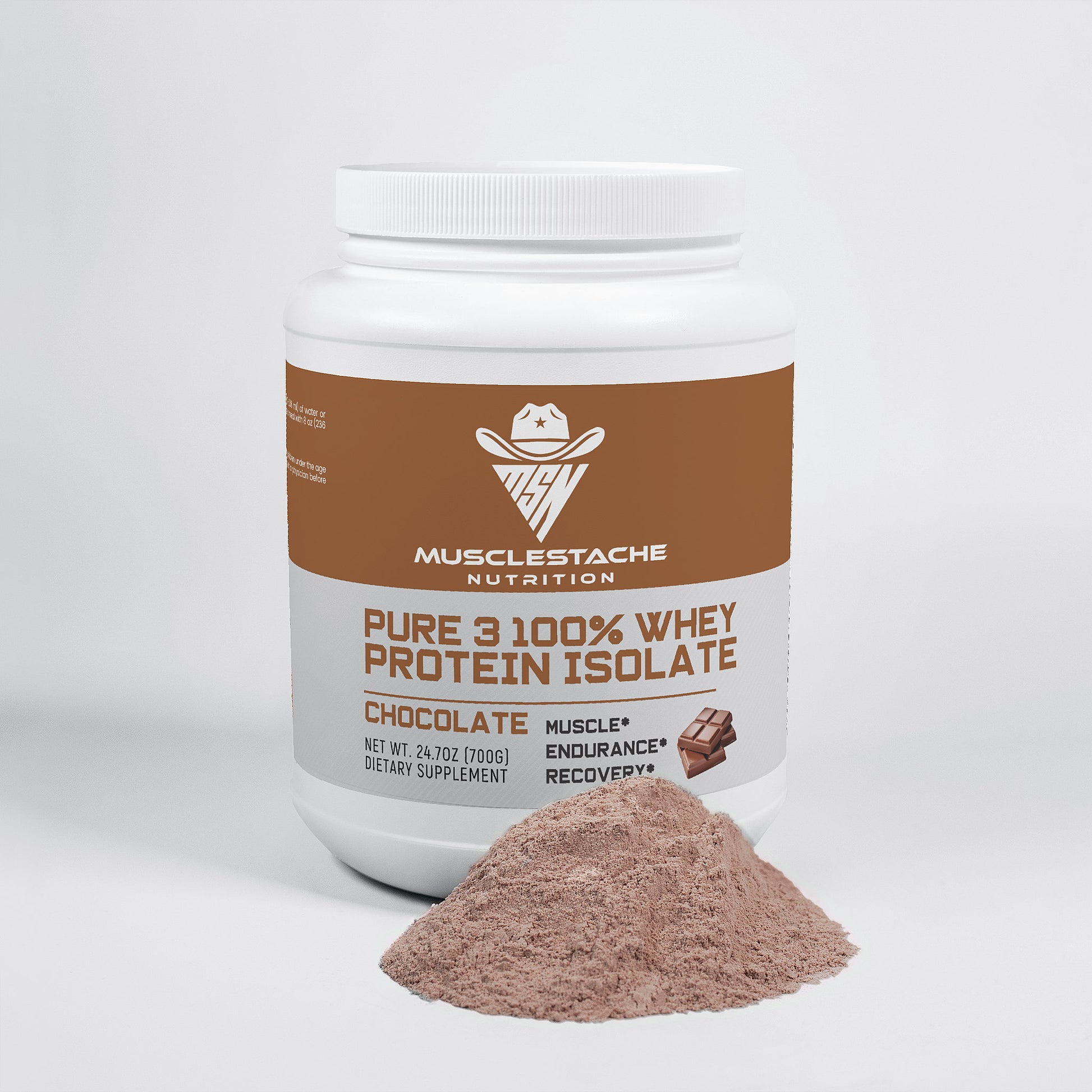 MSN Pure 3 Whey Protein Isolate Powder (Chocolate) - Musclestache Nutrition