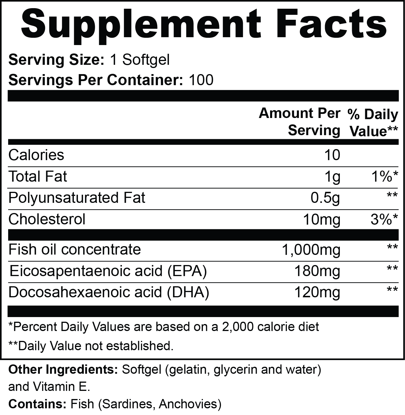Omega-3 EPA 180mg + DHA 120mg - Musclestache Nutrition