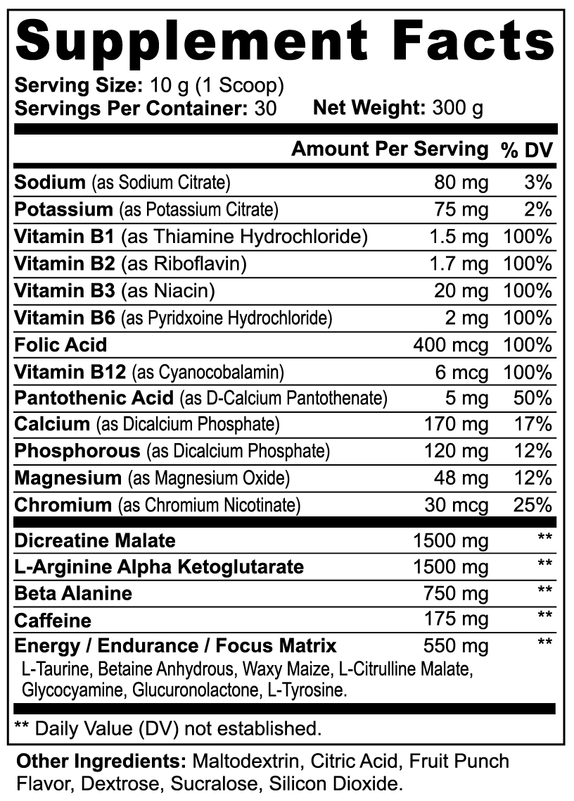 MSN Nitric Shock Pre Workout Powder (Fruit Punch) - Musclestache Nutrition