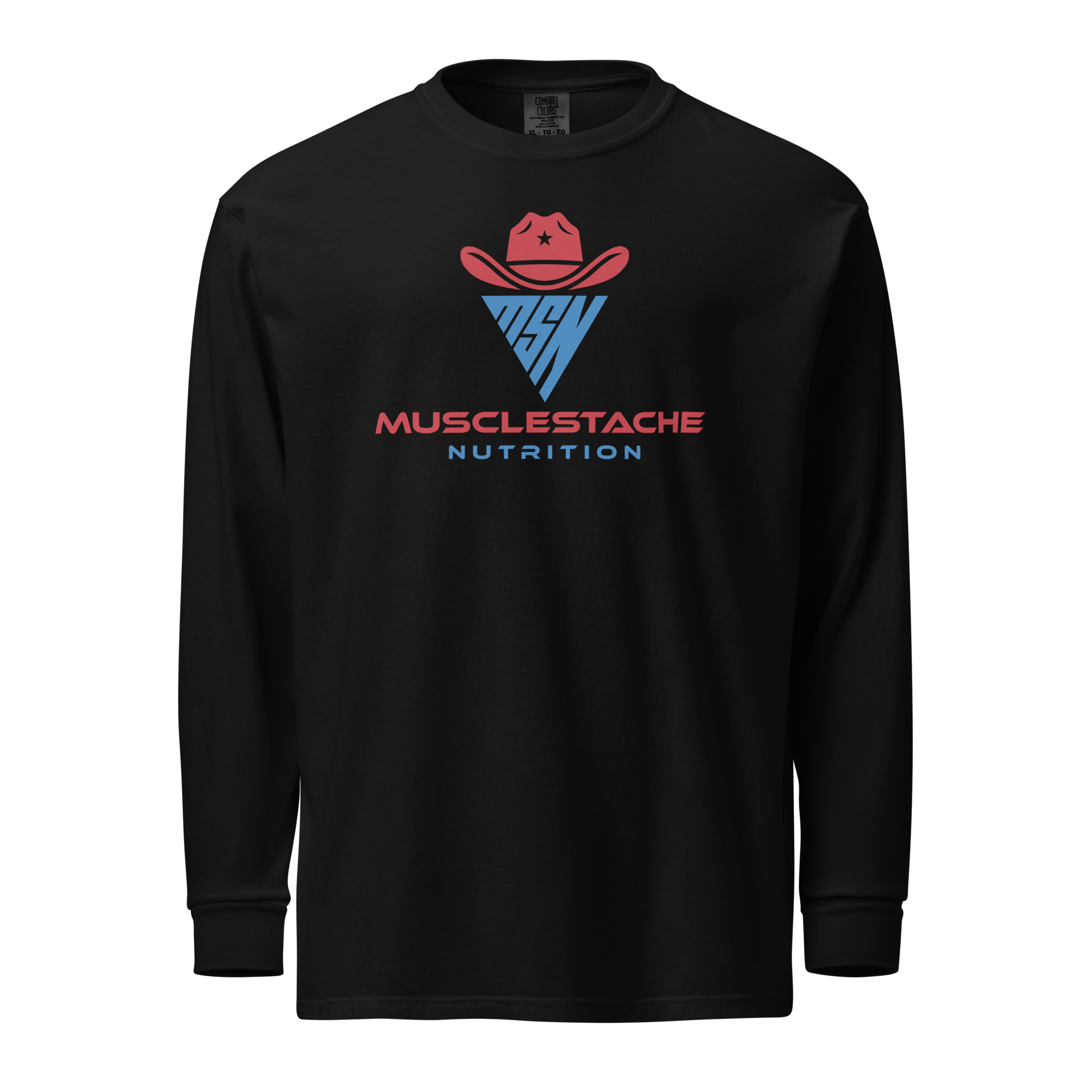 Musclestache Nutrition Garment-Dyed Heavyweight Long Sleeve Shirt - Musclestache Nutrition
