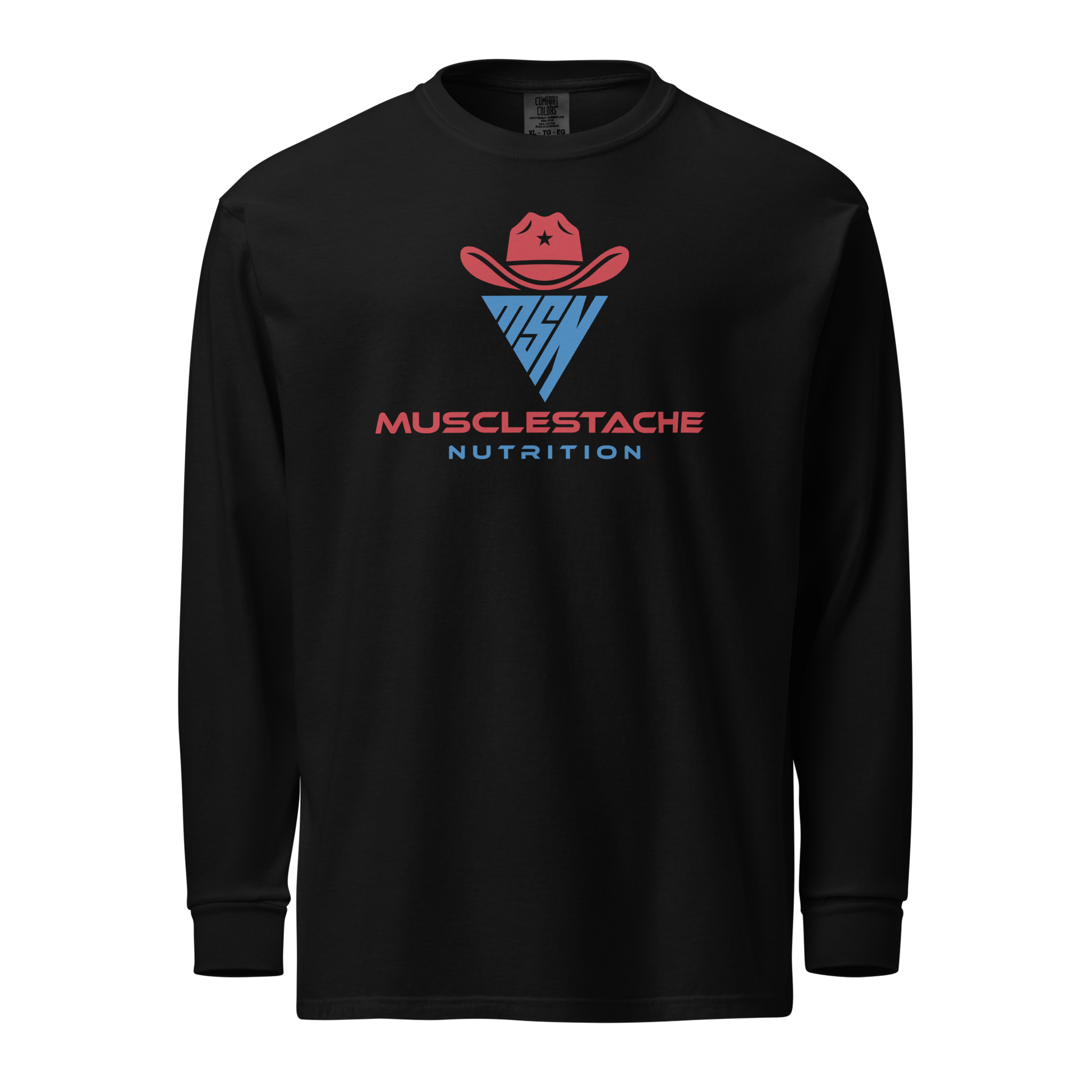 Musclestache Nutrition Garment-Dyed Heavyweight Long Sleeve Shirt - Musclestache Nutrition