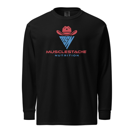 Musclestache Nutrition Garment-Dyed Heavyweight Long Sleeve Shirt - Musclestache Nutrition