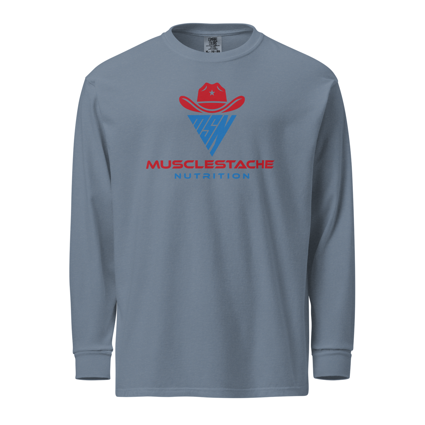 Musclestache Nutrition Garment-Dyed Heavyweight Long Sleeve Shirt - Musclestache Nutrition