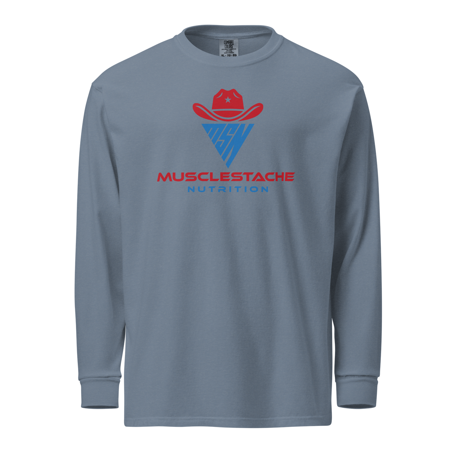 Musclestache Nutrition Garment-Dyed Heavyweight Long Sleeve Shirt - Musclestache Nutrition