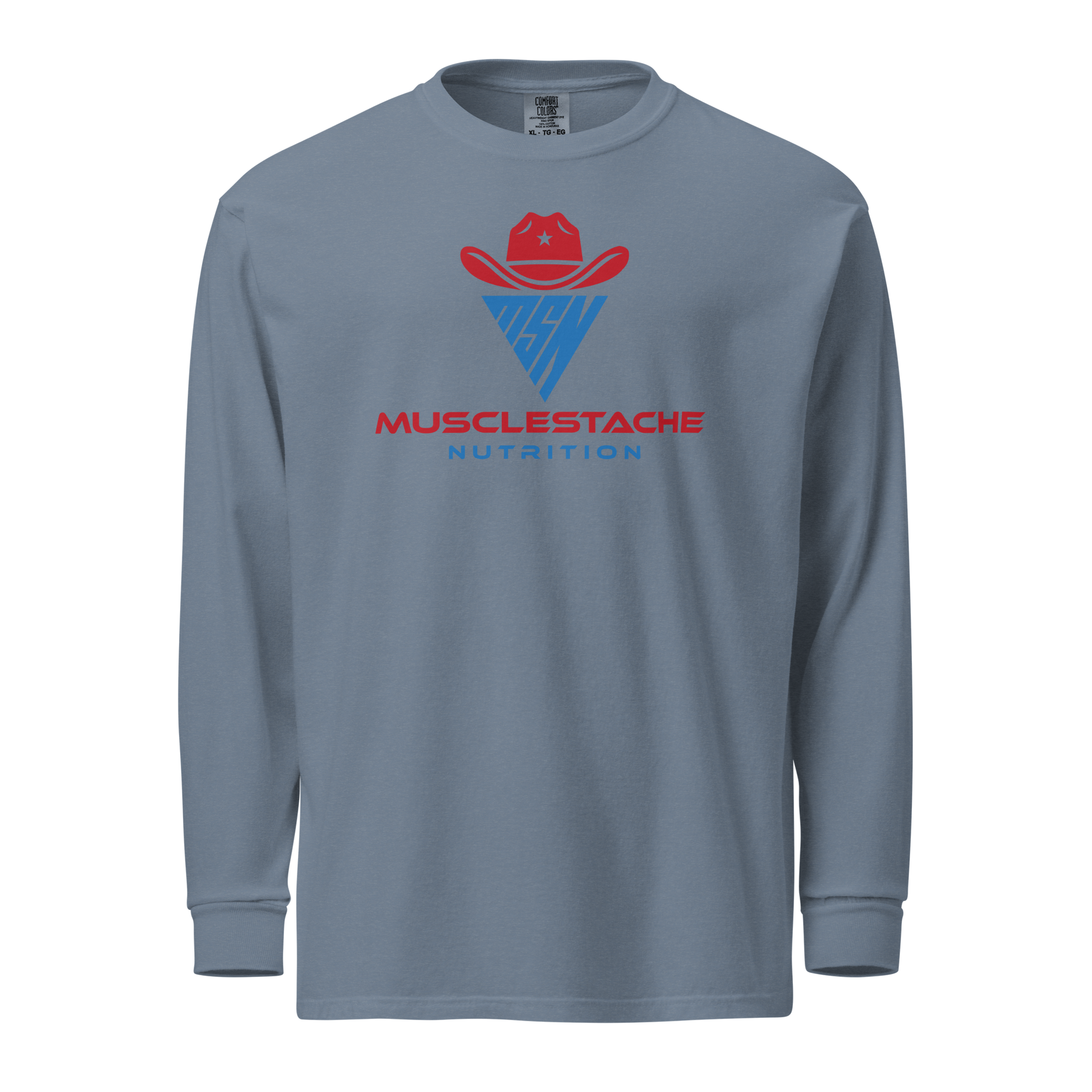 Musclestache Nutrition Garment-Dyed Heavyweight Long Sleeve Shirt - Musclestache Nutrition