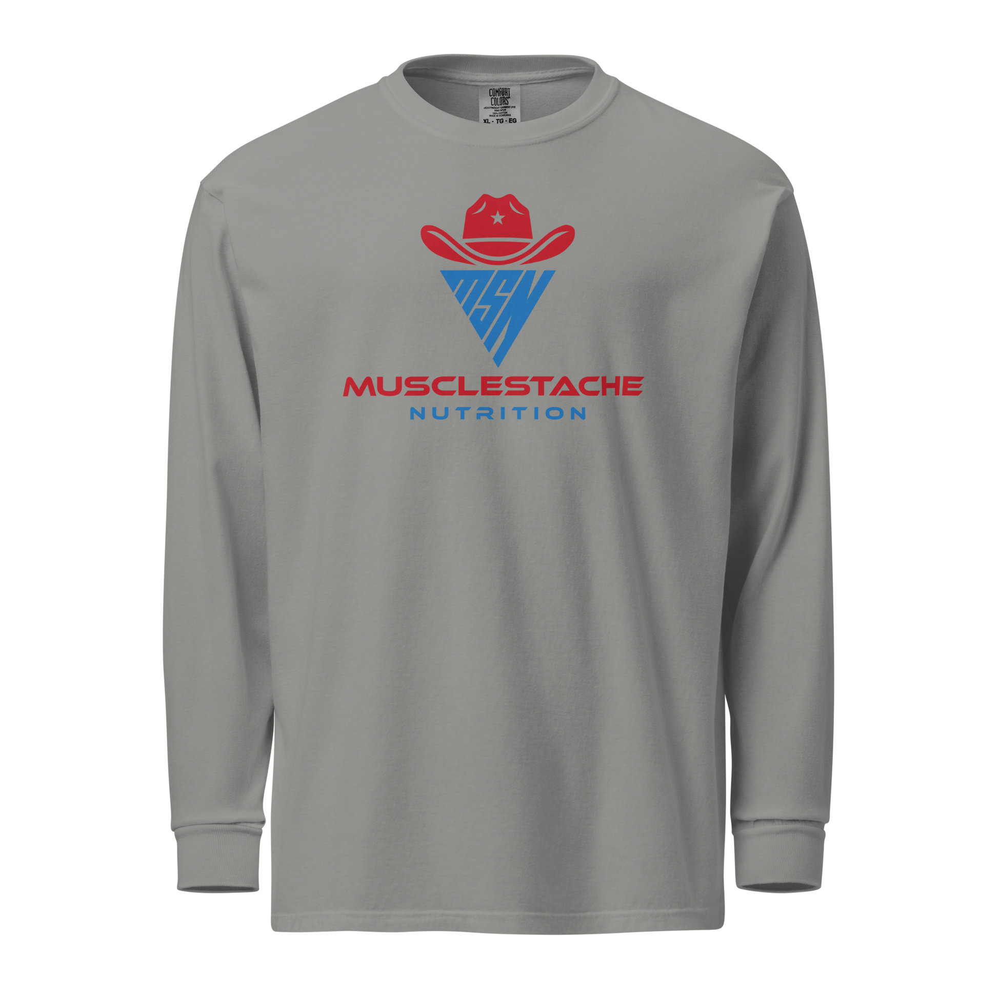 Musclestache Nutrition Garment-Dyed Heavyweight Long Sleeve Shirt - Musclestache Nutrition