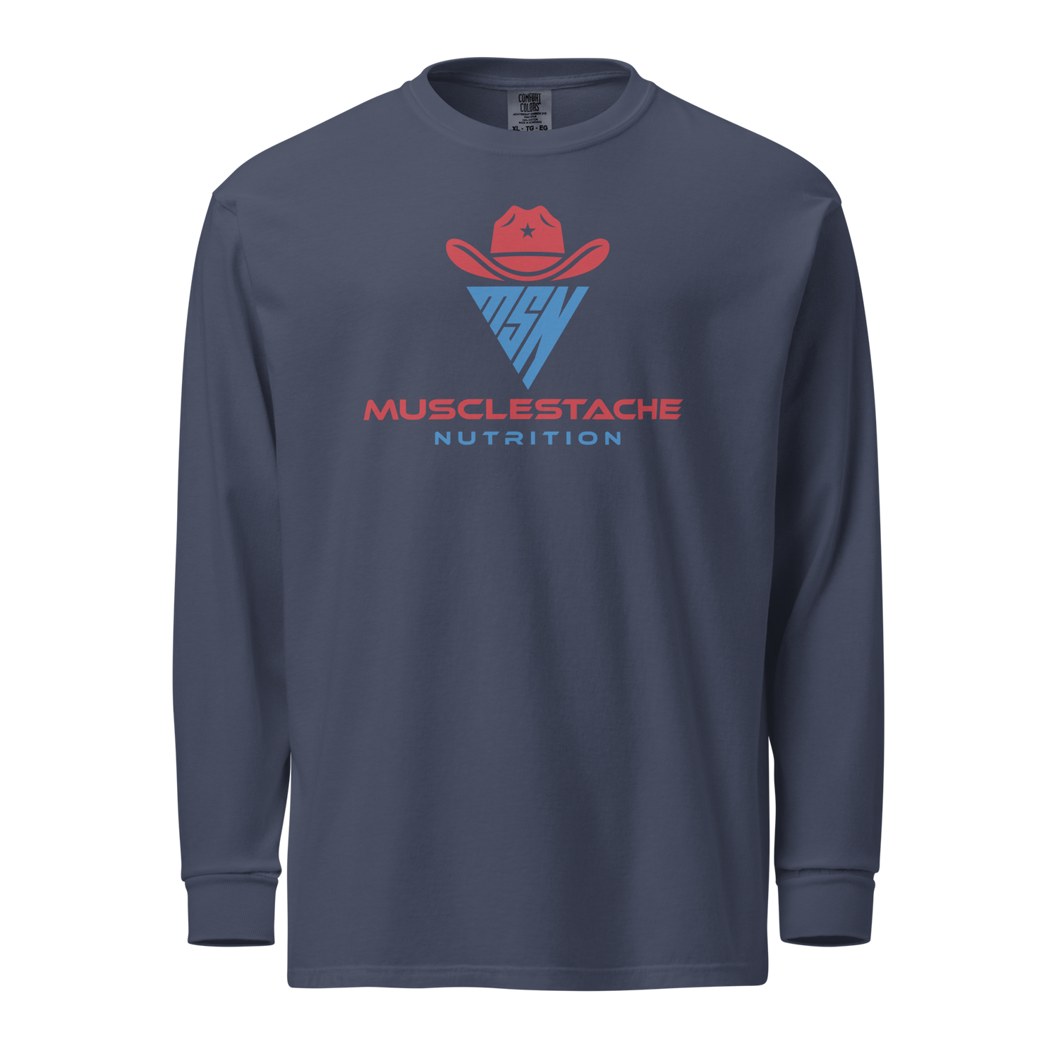 Musclestache Nutrition Garment-Dyed Heavyweight Long Sleeve Shirt - Musclestache Nutrition
